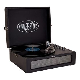   Aiwa VPX-1971BK VINTAGE Lemezjátszó műbőr táskában Bluetooth-al, USB/MP3 lejátszóval és felvevővel