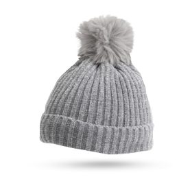 W1061C Vastag téli sapka - bojttal - szürke