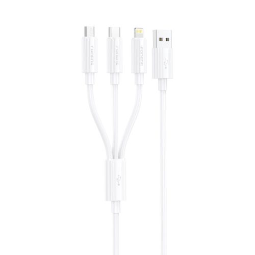 Foneng XS07W Series 3 az 1-ben USB-kábel USB-C + micro USB + Lightning 60W 1.2m, fehér